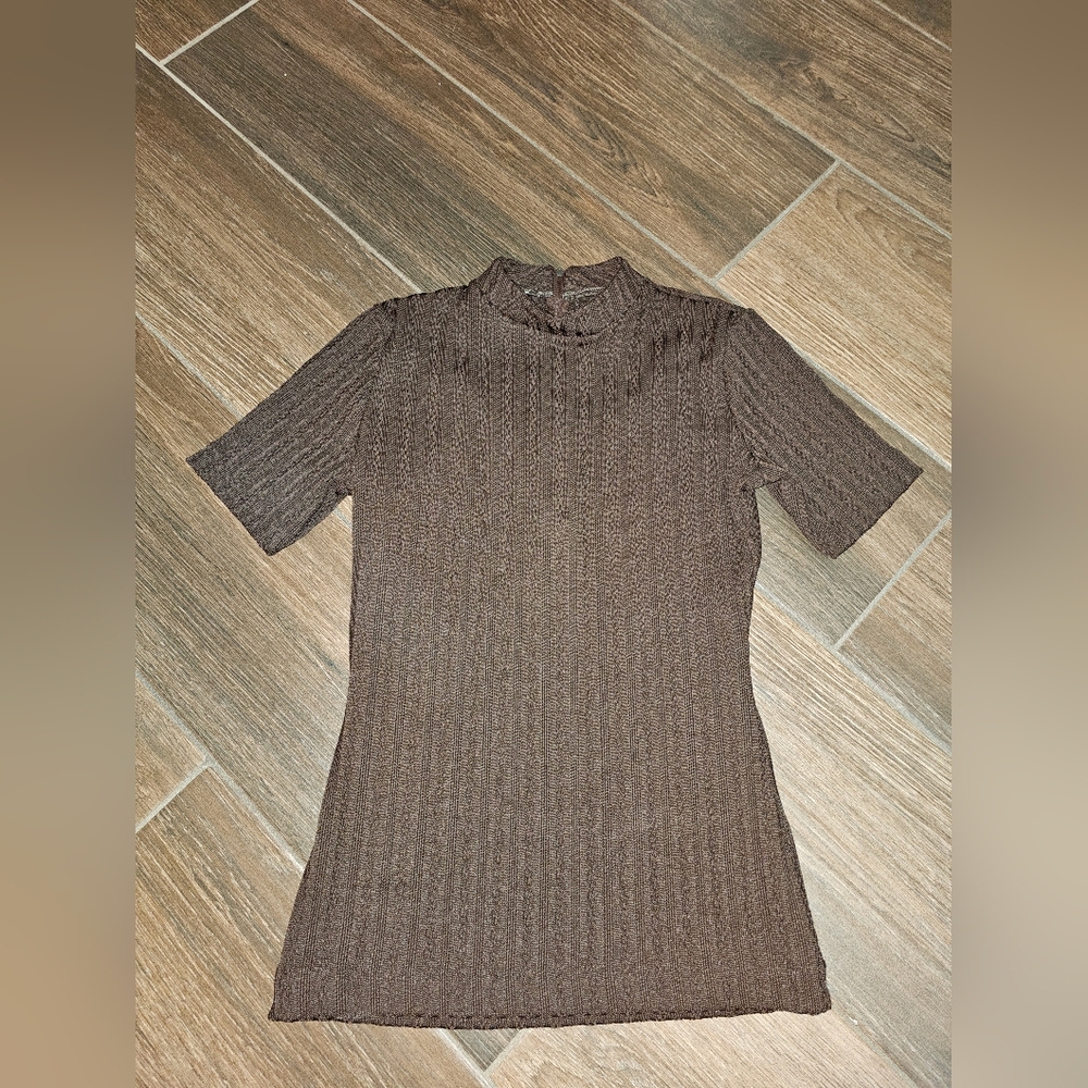 VINTAGE H BAR C CALIFORNIA BROWN Shirt Sleeve TOP NO SIZE TAG SZ SMALL